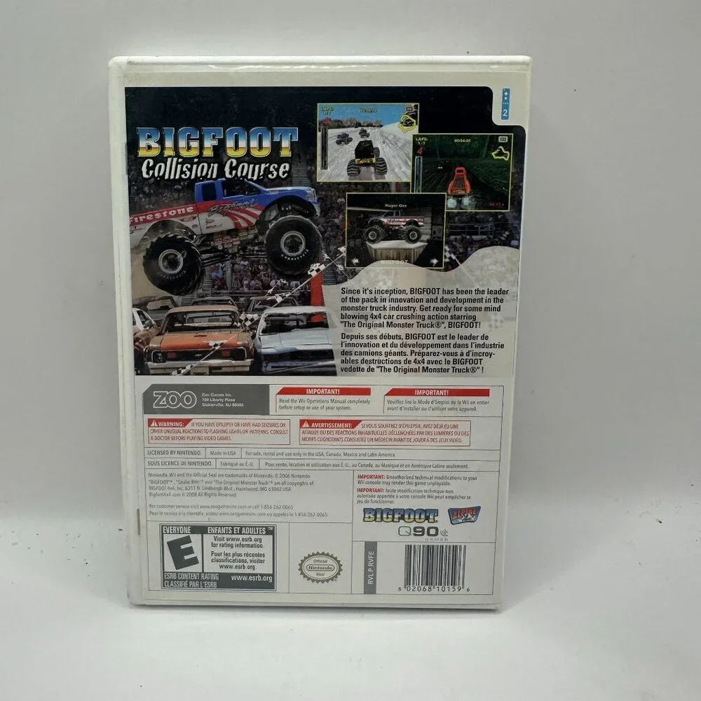 Bigfoot Collision Course Nintendo Wii Game Complete With Manual & Case